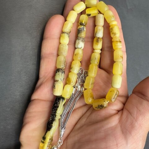 Toprak Fosilli Kaliningrad Damla Kehribar Tespih 7,5*10 (mm)