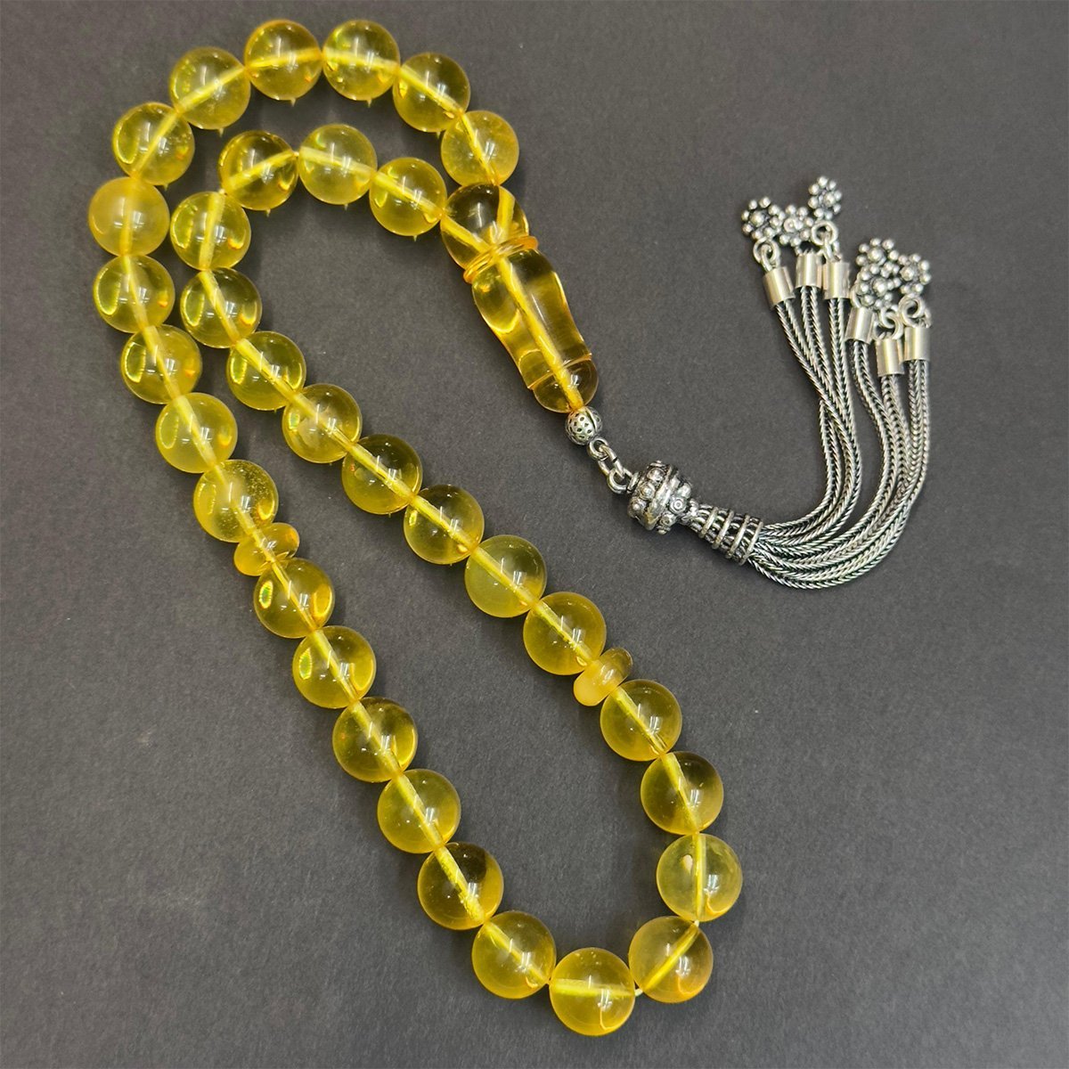 Şeffaf Litvanya Damla Kehribar KüreTespih 9,5 (mm)