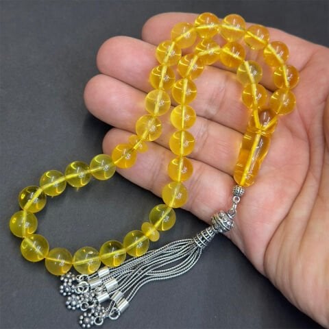 Şeffaf Litvanya Damla Kehribar KüreTespih 9,5 (mm)