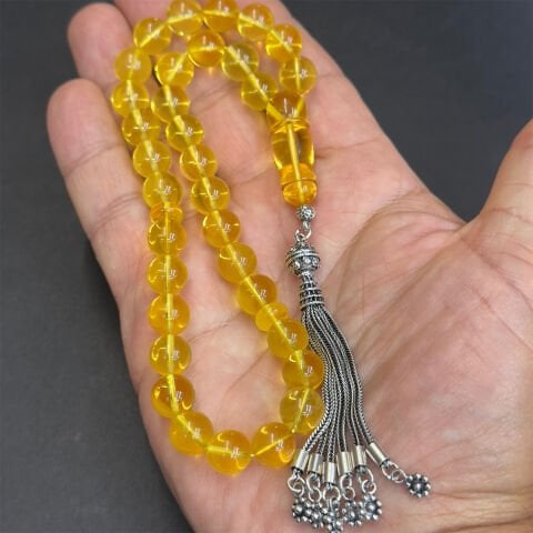 Şeffaf Litvanya Damla Kehribar KüreTespih 9,5 (mm)