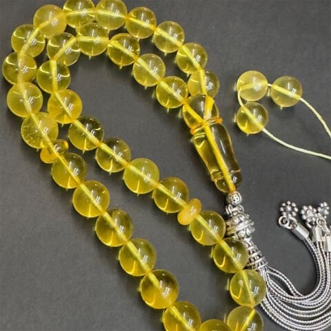 Şeffaf Litvanya Damla Kehribar KüreTespih 9,5 (mm)