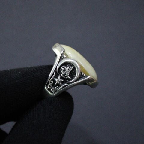 Akça Kaliningrad Damla Kehribar Erkek Yüzük - 2