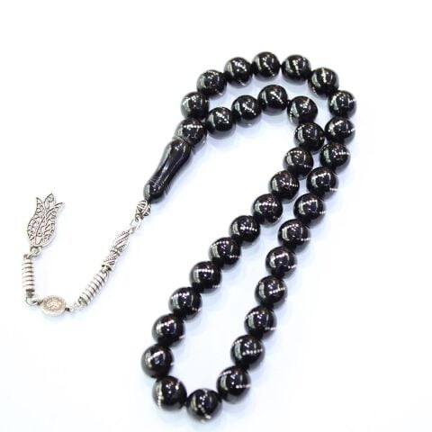 Burgu İşlemeli Oltu Taşı Tespih 9,5 (mm)