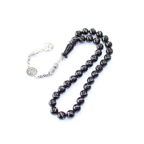 Burgu İşlemeli Oltu Taşı Tespih 9 (mm)