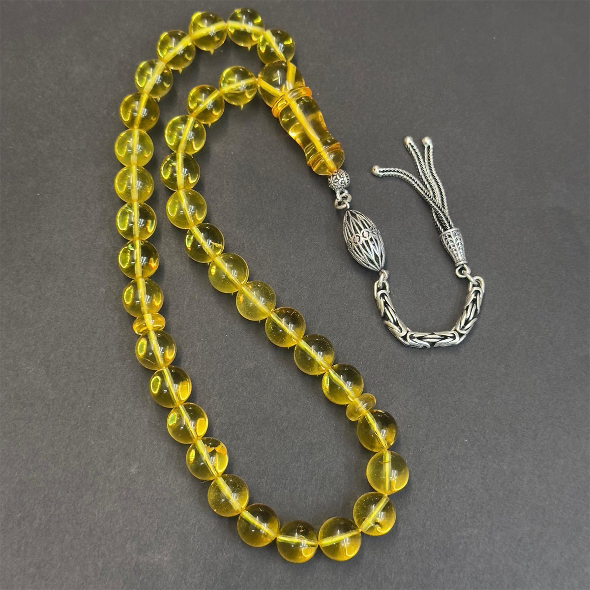 Şeffaf Litvanya Damla Kehribar KüreTespih 8,5 (mm)