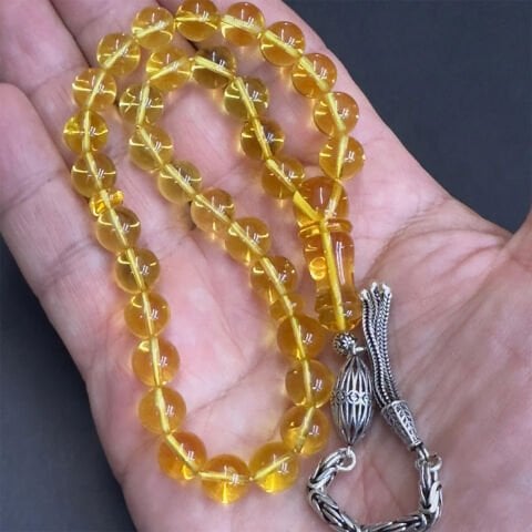 Şeffaf Litvanya Damla Kehribar KüreTespih 8,5 (mm)