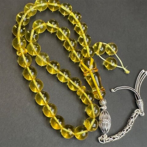 Şeffaf Litvanya Damla Kehribar KüreTespih 8,5 (mm)