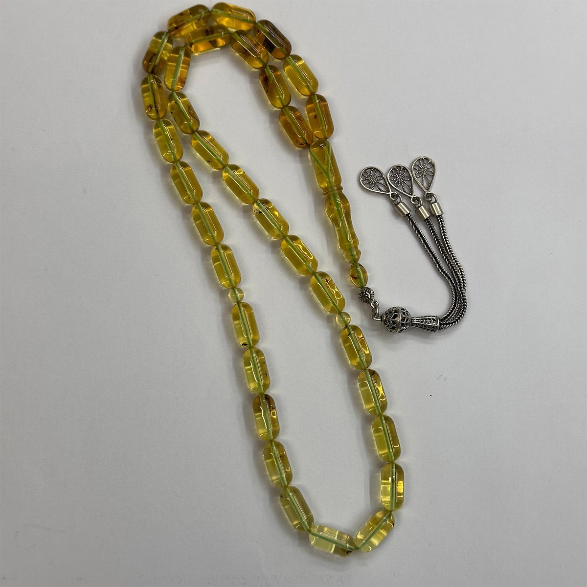 Haşere Fosilli Kaliningrad Damla Kehribar Tespih 6,5*13,5 (mm)