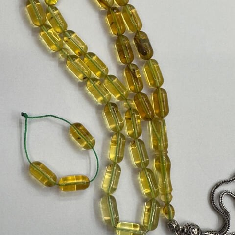 Haşere Fosilli Kaliningrad Damla Kehribar Tespih 6,5*13,5 (mm)