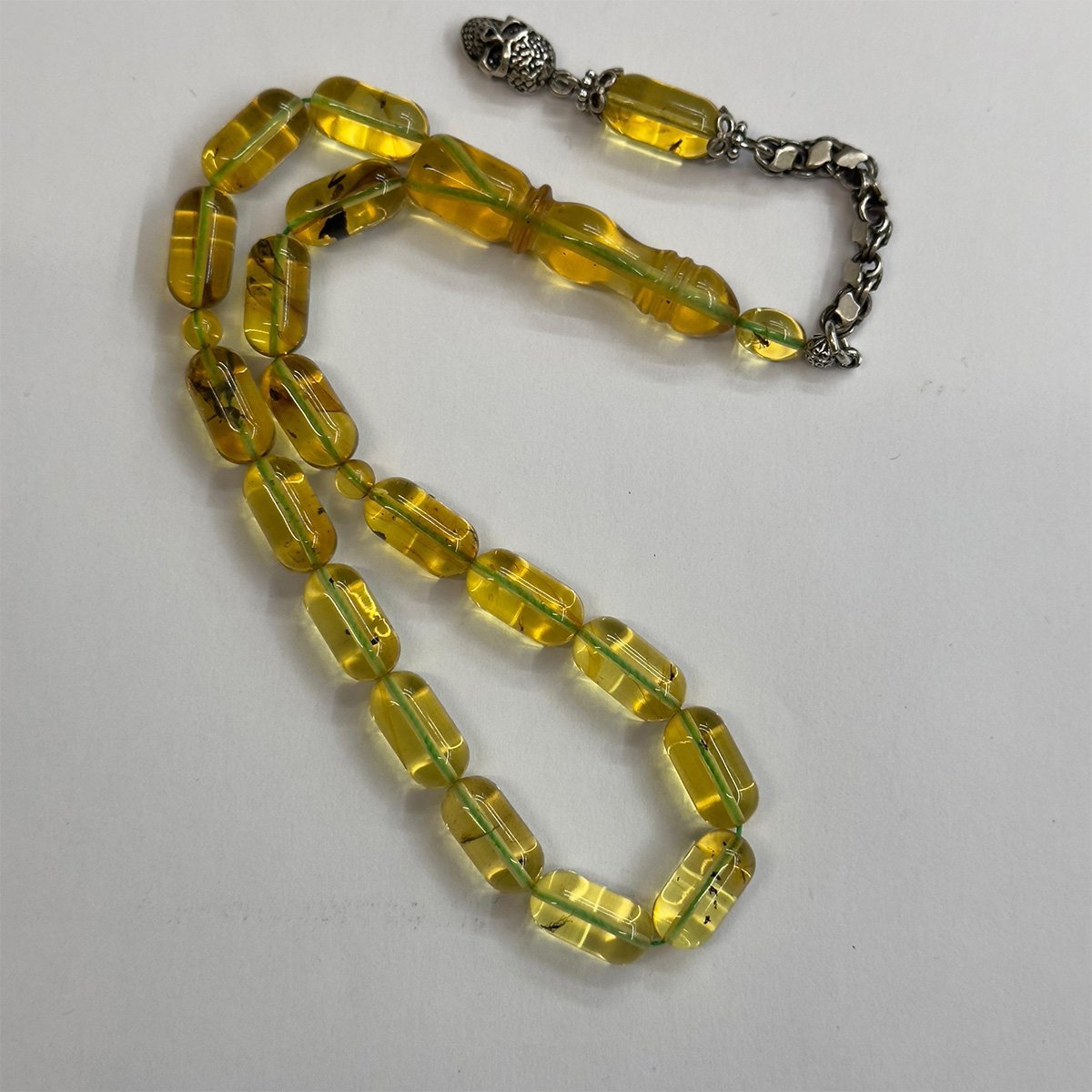 Haşere Fosilli Kaliningrad Damla Kehribar Tespih 7*13,5 (mm)