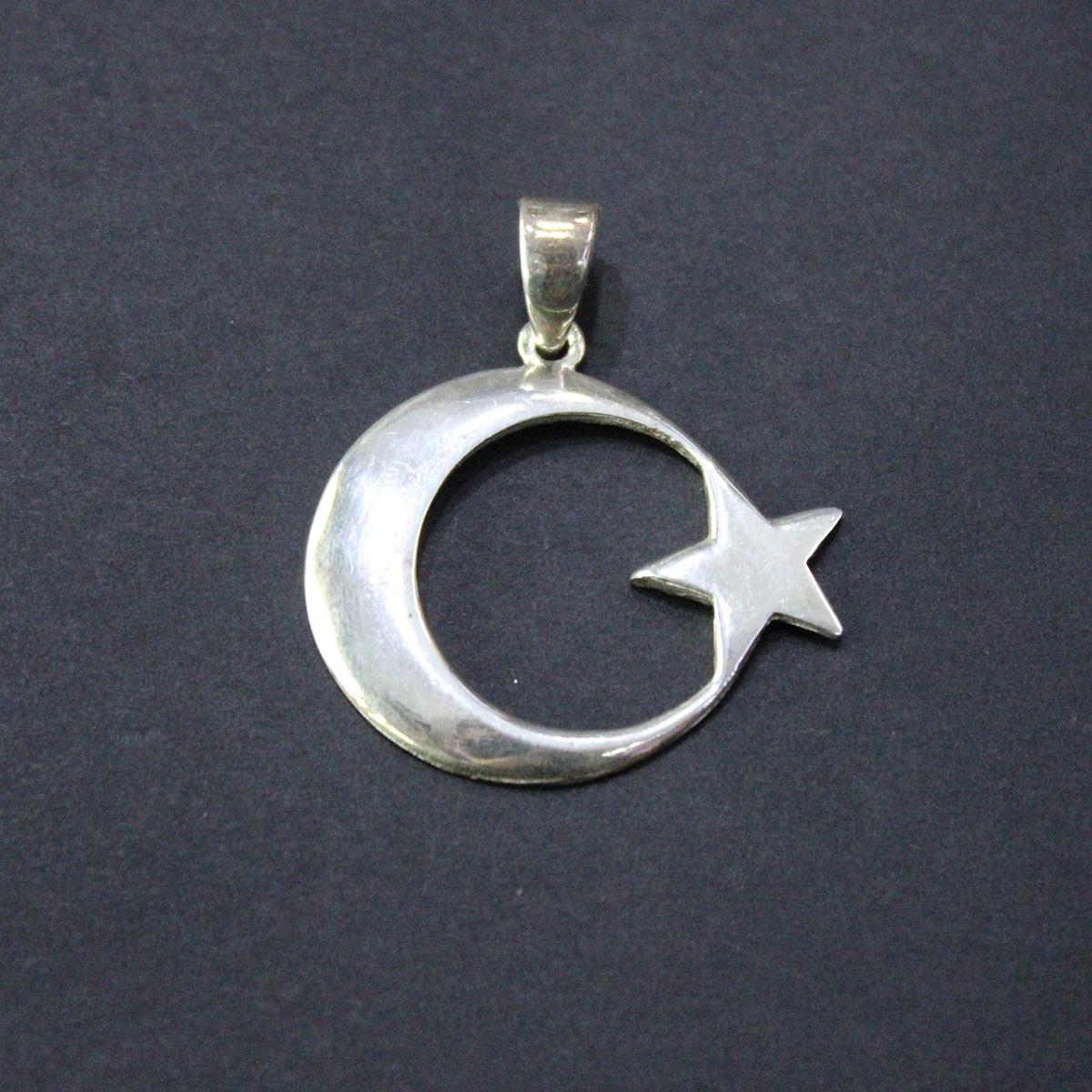 Gümüş Ay Yıldız Kolye Ucu