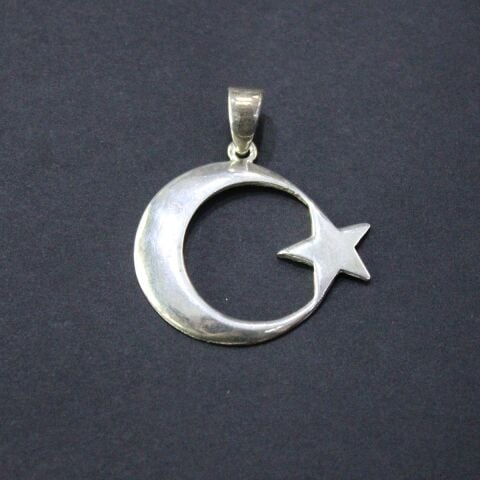 Gümüş Ay Yıldız Kolye Ucu