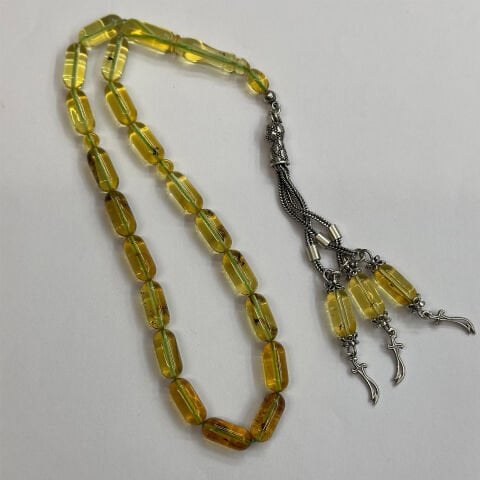 Haşere Fosilli Kaliningrad Damla Kehribar Tespih 6*13,5 (mm)