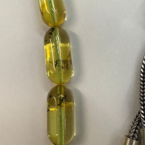 Haşere Fosilli Kaliningrad Damla Kehribar Tespih 6*13,5 (mm)