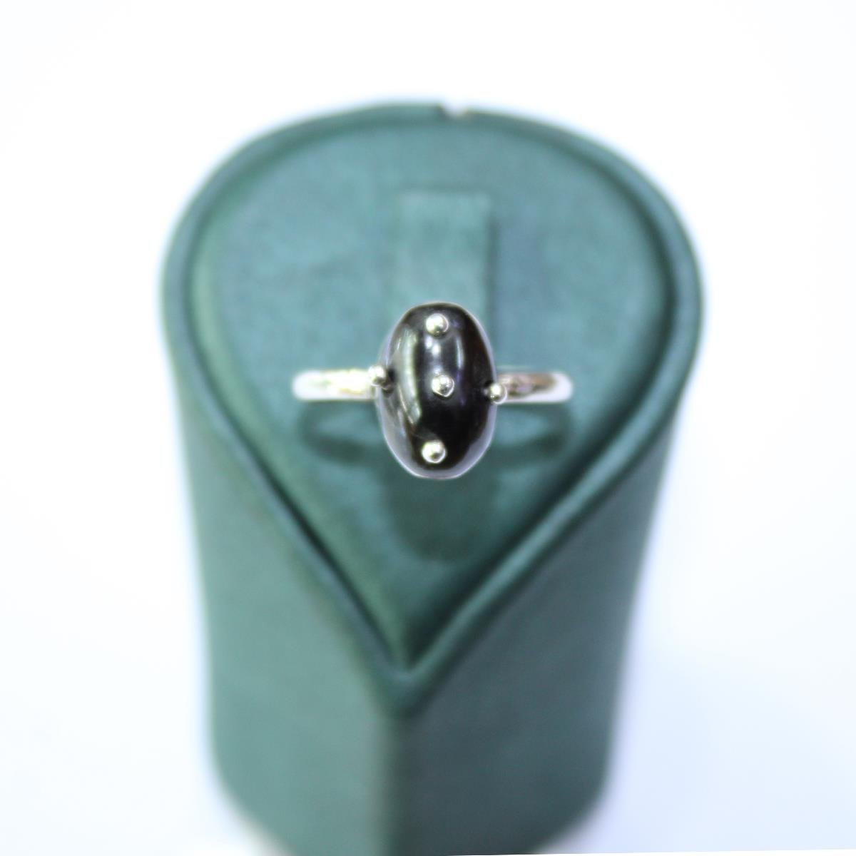 El Yapımı Gümüş Güverseli Oval Yüzük Model - 1