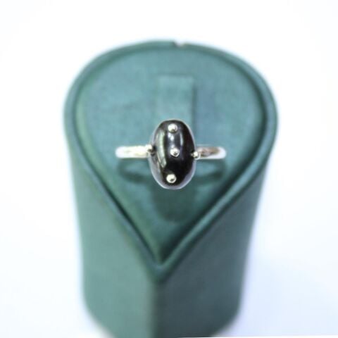 El Yapımı Gümüş Güverseli Oval Yüzük Model - 1