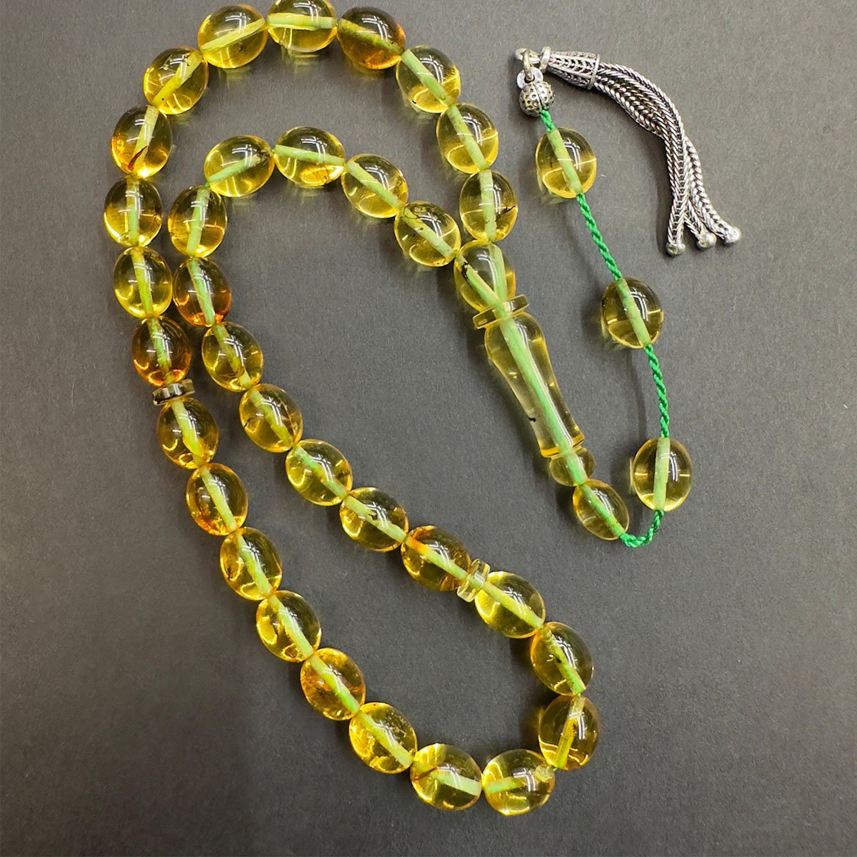 Haşere Fosilli Kaliningrad Damla Kehribar Tespih 7*8,5 (mm)