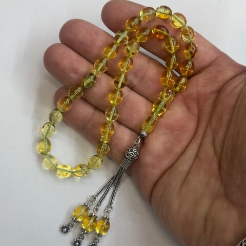 Haşere Fosilli Kaliningrad Damla Kehribar Tespih 7*9 (mm)