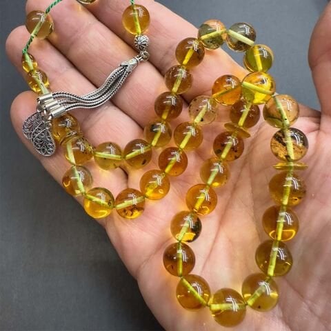 Haşere Fosilli Kaliningrad Damla Kehribar Tespih 10 (mm)