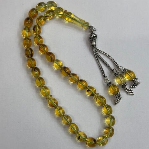 Haşere Fosilli Kaliningrad Damla Kehribar Tespih 7,5*9 (mm)