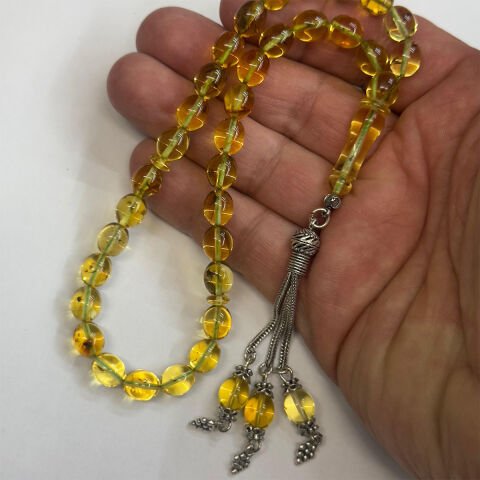 Haşere Fosilli Kaliningrad Damla Kehribar Tespih 7,5*9 (mm)