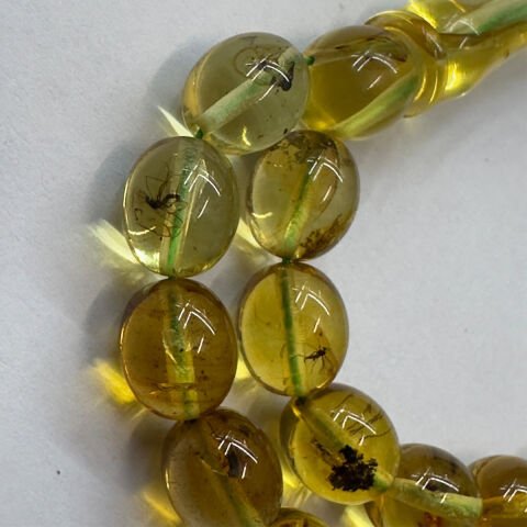 Haşere Fosilli Kaliningrad Damla Kehribar Tespih 7,5*9 (mm)