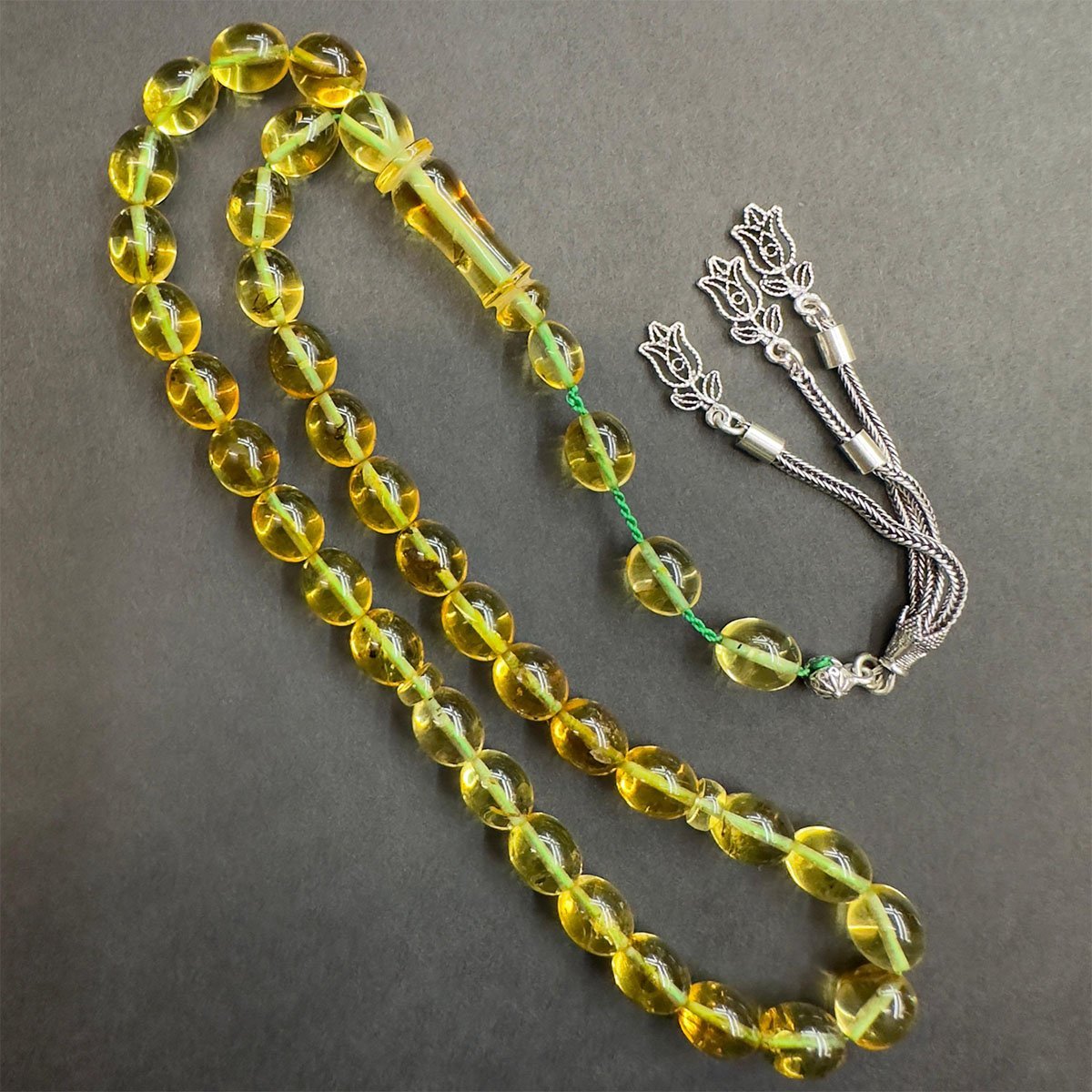 Haşere Fosilli Kaliningrad Damla Kehribar Tespih 7,5*8,5 (mm)