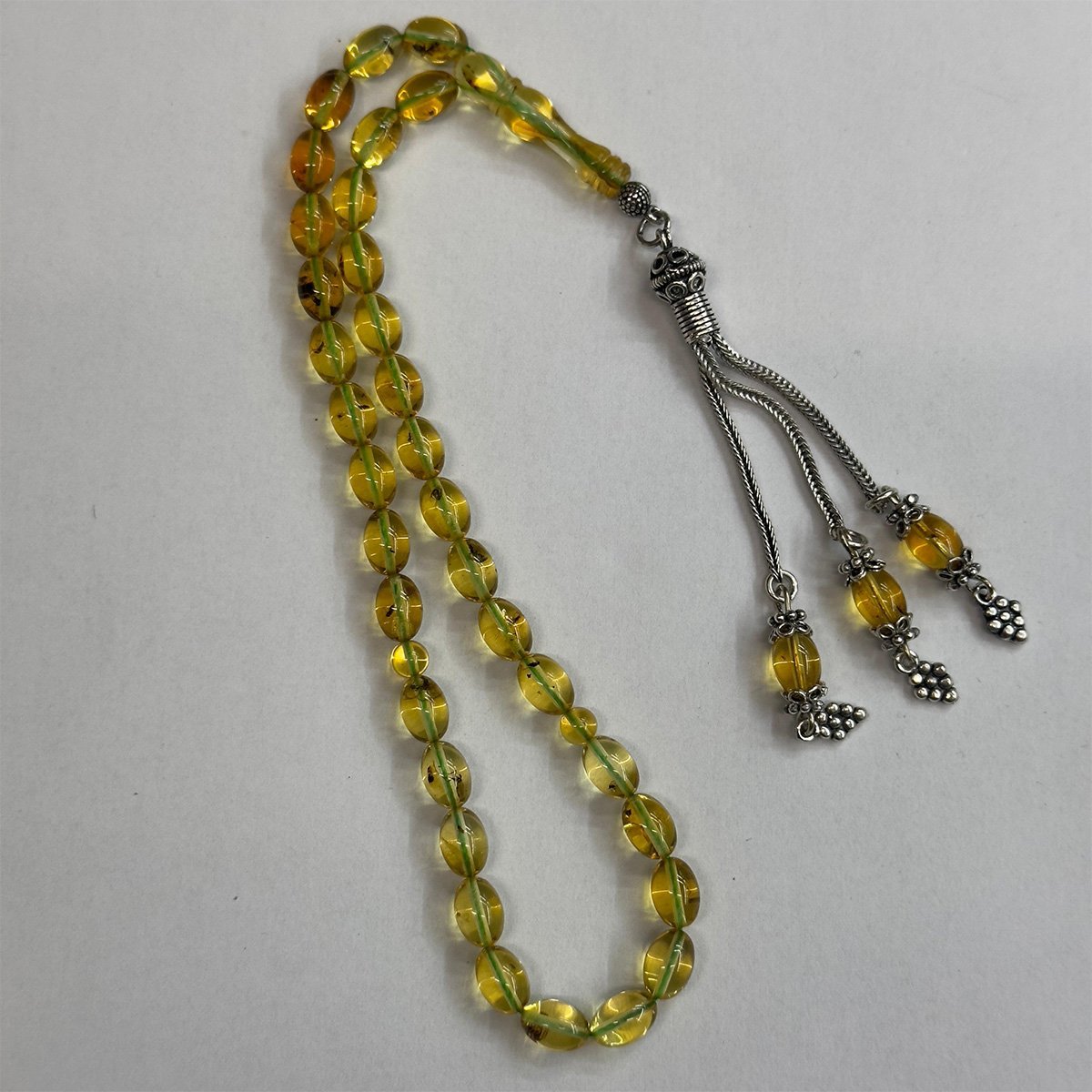 Haşere Fosilli Kaliningrad Damla Kehribar Tespih 5,5*8 (mm)