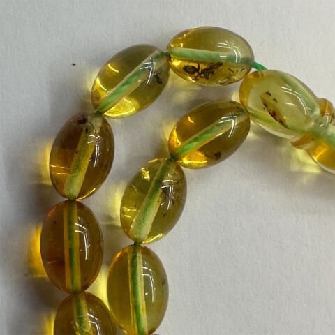 Haşere Fosilli Kaliningrad Damla Kehribar Tespih 5,5*8 (mm)