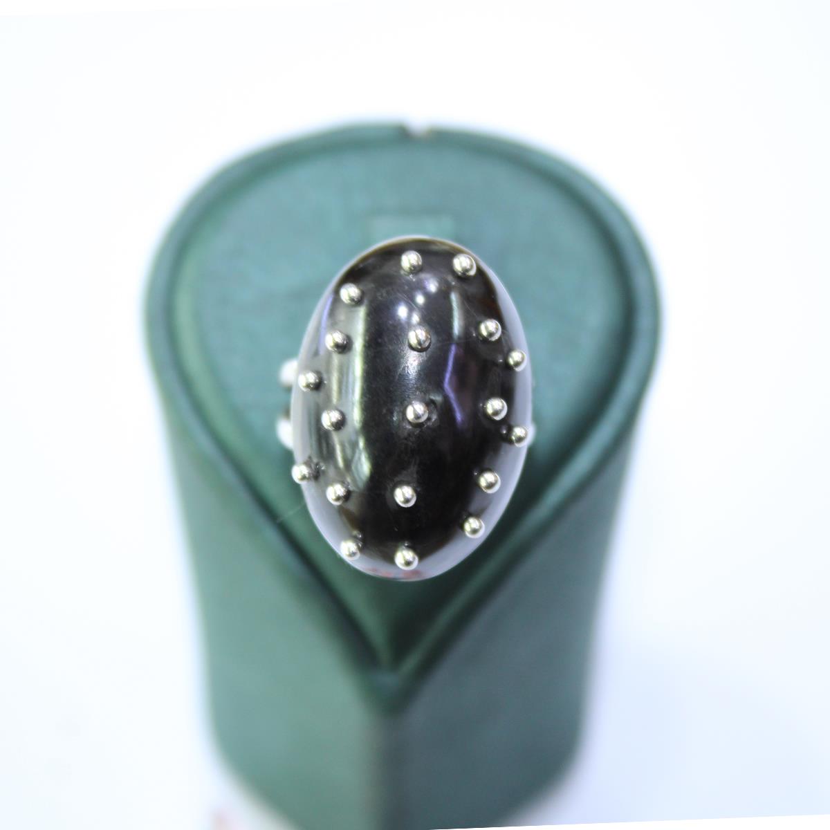 El Yapımı Gümüş Güverseli Oval Yüzük Model - 4