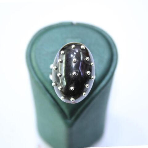 El Yapımı Gümüş Güverseli Oval Yüzük Model - 4