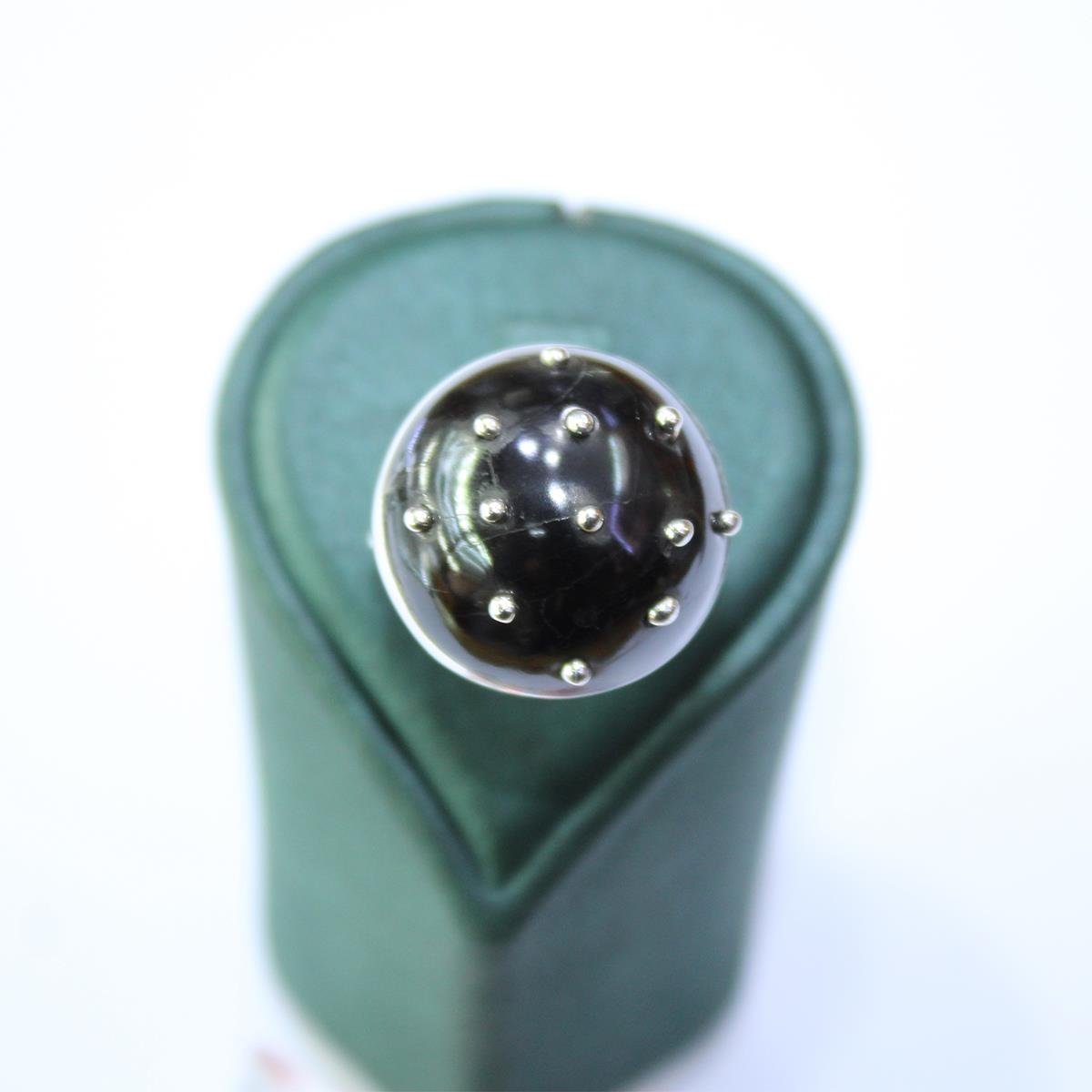 El Yapımı Gümüş Güverseli Yuvarlak Yüzük Model - 4