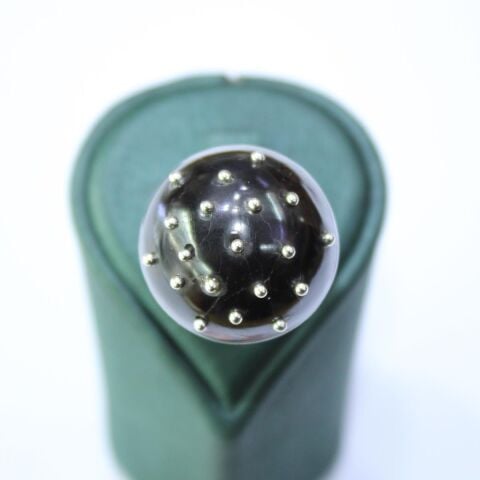 El Yapımı Gümüş Güverseli Yuvarlak Yüzük Model - 5