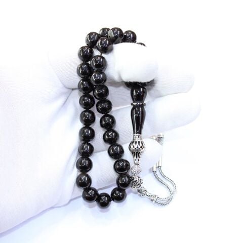 Nakkaş İmameli Oltu Taşı Tespih 9 (mm)