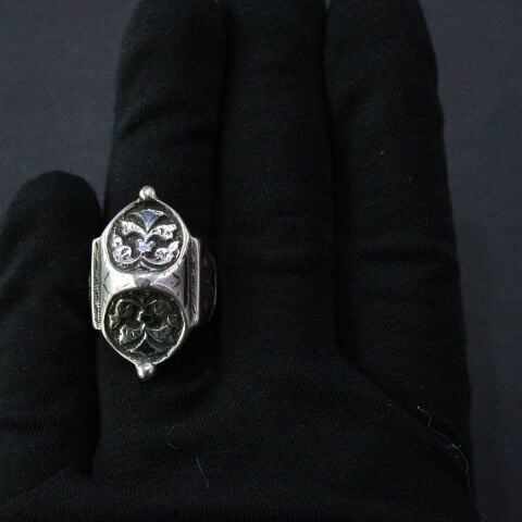 Antika Savatlı Unisex Gümüş Yüzük Model No - 24