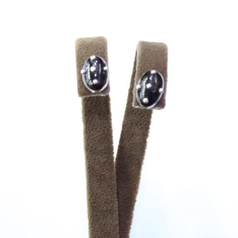 El Yapımı Gümüş Oltu Taşı Güverseli Küpe Oval Model