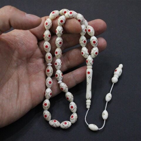 Prinç Renkli İşlemeli Deve Kemiği Beyzi Model 7,5*11,5 (mm)