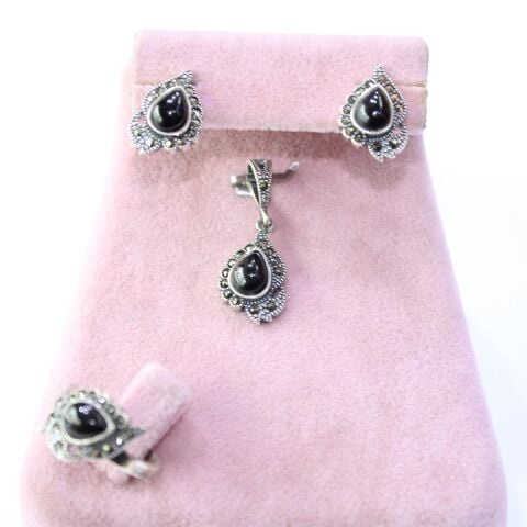 Oltu Taşlı Markazit Üçlü Set Model - 21