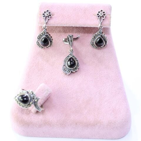 Oltu Taşlı Markazit Üçlü Set Model - 22