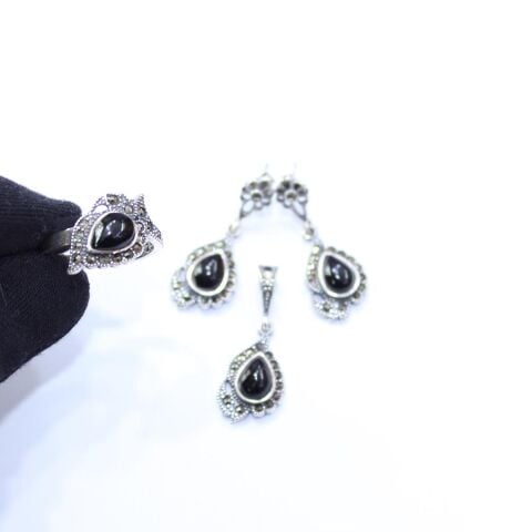 Oltu Taşlı Markazit Üçlü Set Model - 22