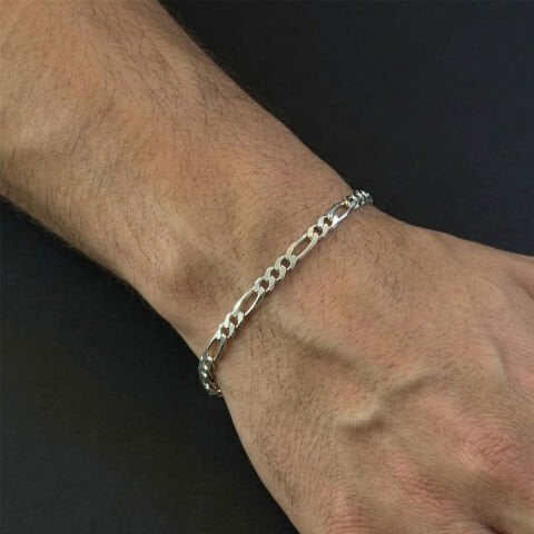 Figaro Model Gümüş Erkek Bileklik