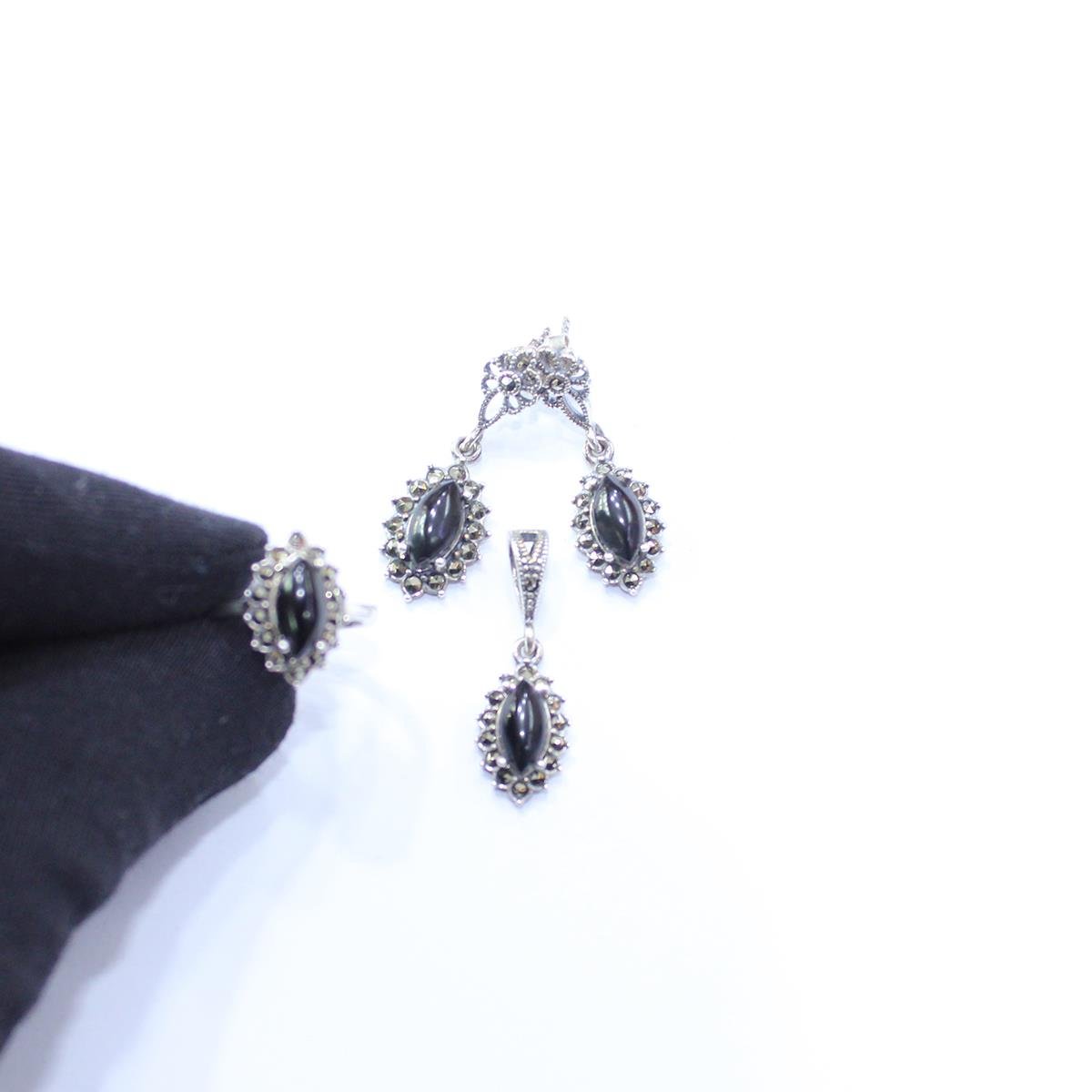 Oltu Taşlı Markazit Üçlü Set Model - 23