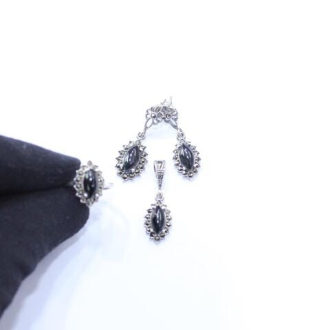 Oltu Taşlı Markazit Üçlü Set Model - 23