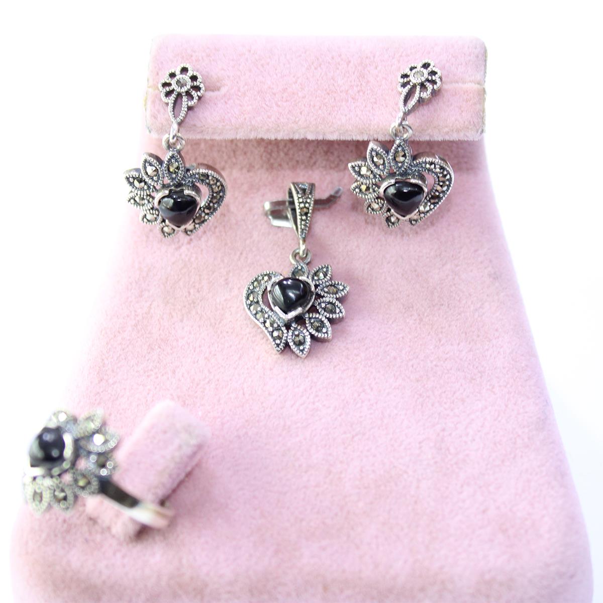 Oltu Taşlı Markazit Üçlü Set Model - 24