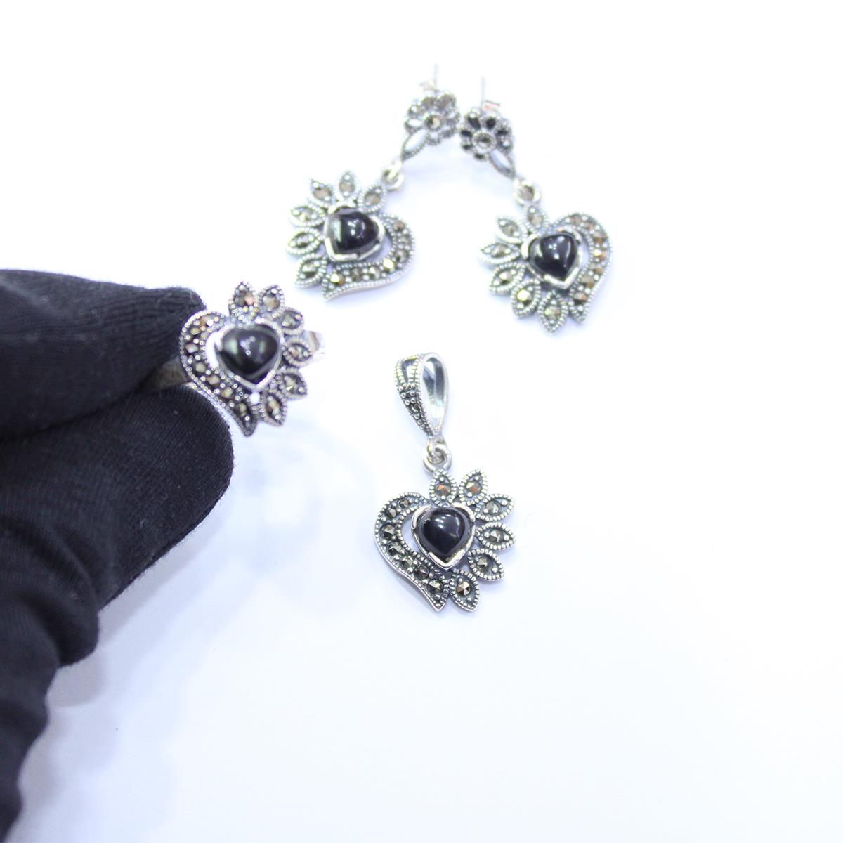 Oltu Taşlı Markazit Üçlü Set Model - 24