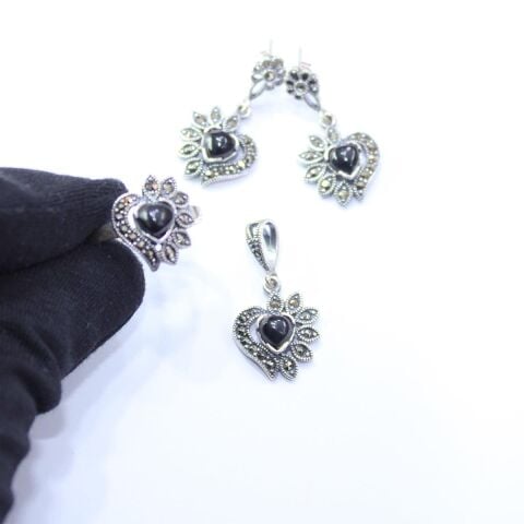 Oltu Taşlı Markazit Üçlü Set Model - 24