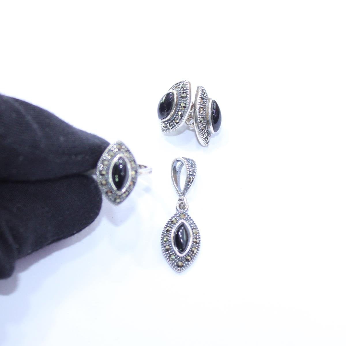 Oltu Taşlı Markazit Üçlü Set Model - 25