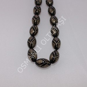 Gümüş İşlemeli Baklava Desen Beyzi Kesim 8,5*13,5 (mm)