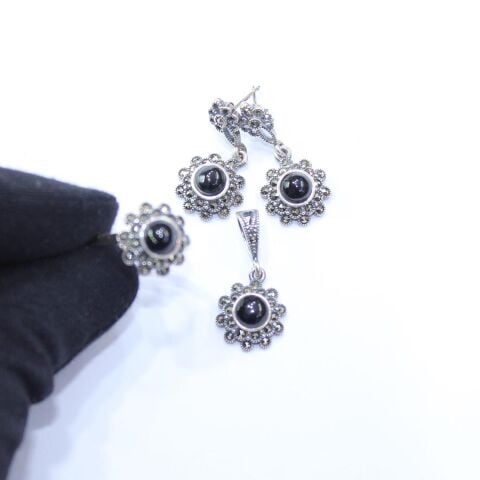 Oltu Taşlı Markazit Üçlü Set Model - 26