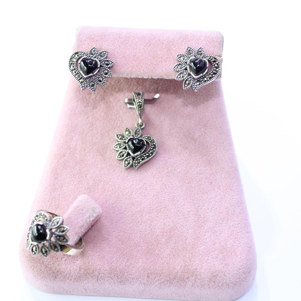 Oltu Taşlı Markazit Üçlü Set Model - 28